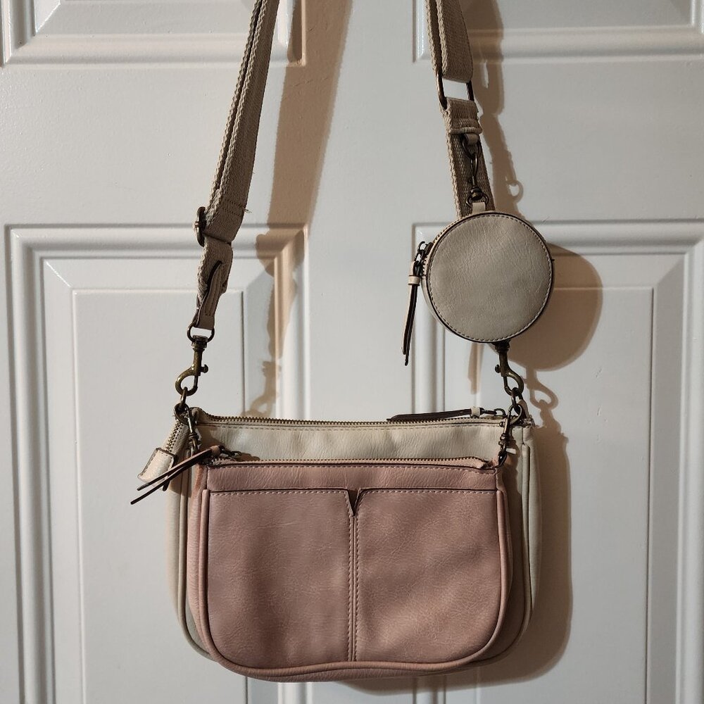 Pink and White Crossbody Bag